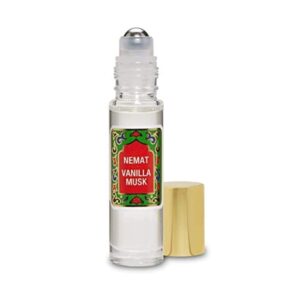 https://www.alwaysashley.art|Vanilla Musk Perfume Oil Roll-On - Vanilla Fragrance Oil Roller (No Alcohol) Perfumes for Women and Men by Nemat Fragrances, 10 ml / 0.33 fl Oz|Image 1