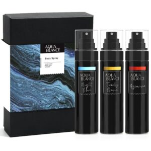 https://www.alwaysashley.art|AQUA BLANCE Body Spray For Men, Mens Body Spray, Deodorant For Men Refreshing Fragrance Mist, Pack of 3, Each 3.4 Fl Oz, Tricky Game, Blue, Agiomme|Image 1